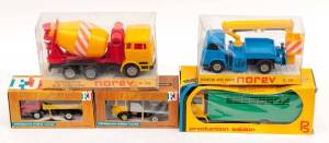 Miscellaneous Group of Model Cars and Trucks Including FRANCE JOUETS: Garbage Truck; And, SABLON: Lorry (156); And, MILCARYS: 4 Wheel Drive. Most mint, all on original cardboard packaging. (17 items)