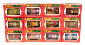 ZYLMEX: Group of 'Crazy Wheels' Model Cars Including Porsche (D9B); And, Ferrari F.1 V12 (D28B); And, Bubble (D24B). All mint in original cardboard packaging. (22 items)