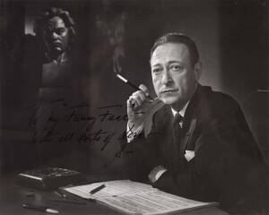 Yousuf Karsh [1908-2002] Original photograph of Heifetz, with studio stamp on reverse; dated and endorsed "To my "Funny Face" - with all sorts of Love - J - July 1953". Heifetz had married his second wife, Frances Spiegelberg in 1947.Karsh remains one of 