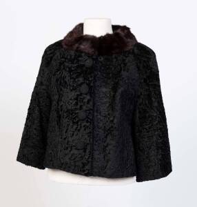 A ladies' fur jacket with mink collar by John Wanamaker from his Rittenhouse Shops range; circa 1955; lined in black satin, with 2 side pockets and 4 black embroidered buttons. 