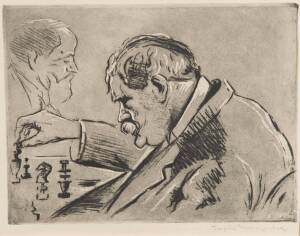 JOSEPH MARGULIES (1896-1984) (Two Chess Players) lithograph; signed to margin; 25 x 33 cm This lithograph was a gift to Heifetz from the artist.