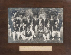 1913-14 NEW ZEALAND TOUR TO AUSTRALIA, rare original team photograph, with title "New Zealand Cricket Team, Australian Tour, 1913-1914", and players names in window mounts, overall 59x46cm. G/VG condition.