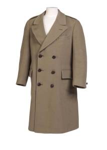 Jascha Heifetz' favourite winter overcoat; pure wool, by Barney's New York; with leather buttons and full length satin lining. Size approx US Men's 40. Excellent condition.