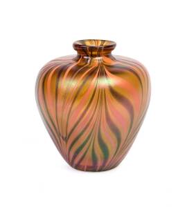 A Murano coloured and swirl decorated glass vase, 20th century