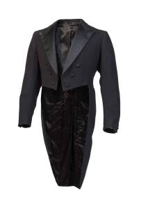 Jascha Heifetz's performance clothing: The two-piece woolen tails; jacket with satin lapels and lining; the formal trousers with satin striping. Crafted by Degez of Fifth Avenue in New York with a personalized label completed in manuscript "Jascha Heifetz