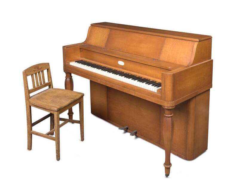 Steinway Piano: New York Upright Model 40 Maple: Serial No. 299937 (Case No. S3239), Sketch No.1052 "Colonial". According to the Steinway & Sons records the piano was completed on December 14, 1939, and delivered on December 20, 1939 as a loan to Jascha H