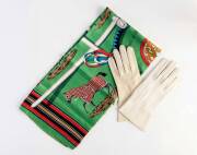 A Hermes silk scarf, silver fox shoulder cape and a pair of buckskin glovesthe gloves owned and worn by Jascha Heifetz. (4 items).Day to day, Heifetz did not "baby" his hands as he was an accomplished home handyman and was always one of the first homeowne - 2