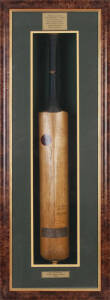 DON BRADMAN'S 1948 MATCH-USED CRICKET BAT: "Sykes - Don Bradman" full size Cricket Bat, signed "Don Bradman/Private" in the ownership position on reverse, with contemporary silver plaque affixed to reverse, "This Bat Was Used By DON BRADMAN, 15.3.48, In H