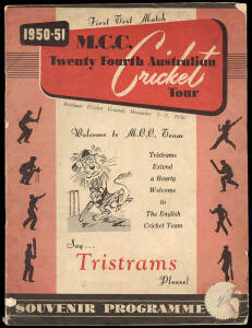 CRICKET PROGRAMMES, noted 1950 Australia v England 1st Test at Brisbane; 1959 Wellington v MCC; 1960 India v Australia; 1970 Australia v NZ (Auckland & Wellington matches); 1970 South Africa v Australia; 1971 Australia v Rest of World. Fair/Good condition