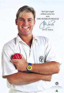 Cricket posters, prints and news paper banner pages; noted "Shane Warne 300th Wicket" autographed Age news paper banner page. Fair to VG cobdition.