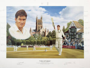 ENGLISH & COUNTY CRICKET: Group of limited edition prints and posters, many signatures: Graham Gooch, Dennis Amiss, Colin Cowdrey, Chris Cowdrey, 17 Worcestershire players (1998), Warwickshire winners team 1993. Good selection. Condition A