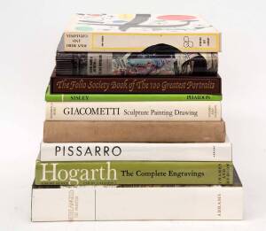 ART: A collection of hard cover large format books, subjects including Giacometti, Hogarth, Miro, Michelangelo, Da Vinci, Pissaro, Masaccio, Topolski,Braque, Sisley, Vuillard, etc.