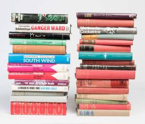 NOVELS: A nice collection comprising hard-cover editions (Canette, Dickens, E.M.Forster, Mailer, Mankowitz,Pasternak, Salinger, Solzhenitsyn, Spark, Sterne, Wharton, etc.) and a group of early Penguins (Bowen, F.Scott Fitzgerald, Forster, Gide, Green, Sit