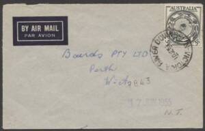 Commonwealth Postal History - 1955 commercial airmail cover to Perth with ANARE 3&frac12;d tied by scarce 'VICTORIA RIVER DOWNS/NT' cds.