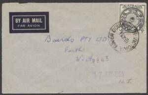 Commonwealth Postal History - 1955 commercial airmail cover to Perth with ANARE 3½d tied by scarce 'VICTORIA RIVER DOWNS/NT' cds.