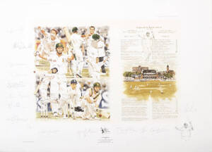 RICHIE RYALL CRICKET PRINTS: England v South Africa Gary Kirsten limited to 21 prints signed by the artist and the 1998 South African team; 1994 limited edition 201/950 print with signatures of the South African team; "Millennium Test Match" limited editi