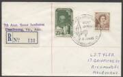 Commonwealth Postal History - 1965 cover with 'SEVENTH AUSTRALIAN/SCOUT/JAMBOREE/DANDENONG-VIC-AUST' cds & provisional registration label with '7th Aust Scout jamboree/...' h/s in violet.