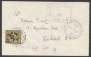 Commonwealth Postal History - 1968 cover sent unfranked&nbsp;to Hobart, Tasmania with &euro;&tilde;GPO SYDNEY/RCS/3SE68/NSW-AUST&euro;&trade; cds where taxed with boxed "T&nbsp;10c/RCS 3A" cachet&nbsp;in violet charging double 5c domestic letter rate deficiency, on arrival 10c Anemone Fish a
