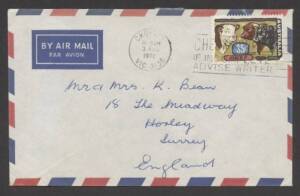 Commonwealth Postal History - 1972 cover sent airmail to England with single franking Primary Industry 35c Beef tied €˜CROYDON/3AUG/1972/VIC 3136€™ machine cancel paying Zone 5 airmail letter rate, fine condition.