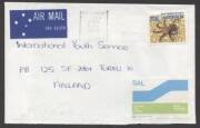 Commonwealth Postal History - 1988 cover sent airmail to Finland with €˜SAL Surface Air Lifted€™ label on face and single franking Marine Life 70c Blue-Ringed Octopus tied €˜MAIL CENTRE/CLAYTON STH/6JAN/1988/VIC 3169€™ machine cancel paying the reduced Zo