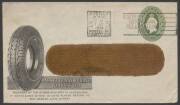 Envelopes - PTPO - 1936 KGV Oval 1d green window-face envelope ACSC ES64 printed to private order (PTPO) for Barnet Glass Rubber Company Ltd with illustration of motor car tyre sent with €˜SYDNEY/NSW/7JLY/1936/POSTED IN/COUNTRY BOX€™ slogan cancel paying