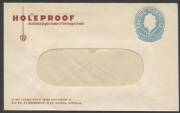 Envelopes - PTPO - 1960 QE2 5d light blue window-face envelope ACSC ES98 printed to private order (PTPO) for Holeproof €˜Australia's Largest Maker of Fine Things to Wear€™, Brunswick, Victoria with illustration of red Heart logo on face mint unused, flap