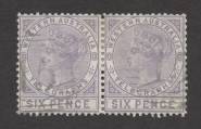 Western Australia - TELEGRAPH STAMPS: 1879 (SG.T2) 6d lilac, horizontal pair, postally used. A scarce multiple. Cat.£450+.