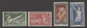 France - 1924 Paris Olympic Games set of 4 mint never hinged. SG Cat&nbsp;&pound;43 for hinged, Scott (2015) US$125 for never hinged.