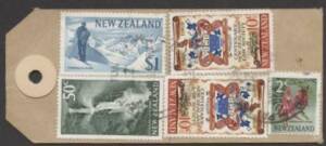 Postal History (New Zealand) - 1969 Electricity Department OHMS parcel tag endorsed &ldquo;Insured for six hundred & eighty one dollars eight cents $681.08&rdquo; sent with QE2 Pictorials $1 Tasman Glacier, 50c Sutherland Falls & Law Society 10c Arms x2 tied &lsquo;PALMERS