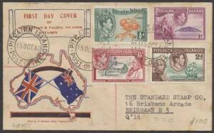 Pitcairn Island - 1940 KGVI Pictorials set to 2/6d on front & back of&nbsp;Standard Stamp Co (Brisbane)&nbsp;First Day Cover.