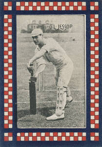 1902 McCracken's City Brewery "Cricketers" card "G.L.Jessop". G/VG. Rare.