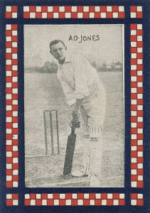 1902 McCracken's City Brewery "Cricketers" card "A.O.Jones". G/VG. Rare.