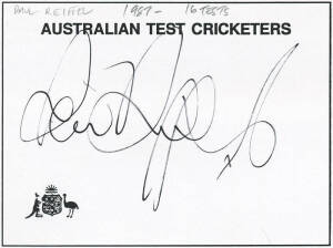 AUSTRALIA: Signed autograph cards (36 - cards with "Australian Test Cricketers" printed in black), including Alan Davidson, Paul Reiffel, Usman Khawaja, Marcus North, Phil Emery, Kepler Wessels & Shane Lee.