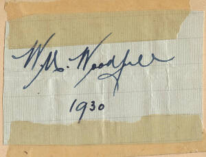 c1930s Autograph Book, with c82 signatures including Bill Woodfull, and range of 1930s Victorian district cricketers including Hector Oakley, Herbert Ironmonger & Leonard Kemp.