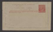 Letter Cards - LETTER CARDS: 1924-25 1&frac12;d Perf 12&frac12; Scarlet "PINEAPPLES" (pickers) [BW:LC55(102B) unsued. Cat.$400. - 2