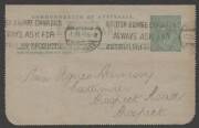 Letter Cards - LETTER CARDS: 1923-24 1½d Perf 12½ Emerald "SPRING ST MELB", [BW:LC51.126] postally used. Cat.$250. - 2