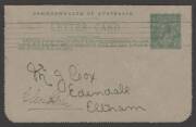Letter Cards - LETTER CARDS: 1923-24 1&frac12;d Perf 12&frac12; Emerald "THE GILDEROY RANGES" [BW:LC51(52)] fine postally used. - 2