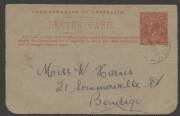Letter Cards - LETTER CARDS: 1924-25 1&frac12;d Perf 12&frac12; Scarlet "RIVER YARRA/VICTORIA" [BW:LC55(114)] postally used, Cat $200. - 2