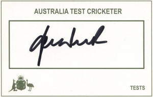 AUSTRALIA: Signed autograph cards (120 - cards with "Australia Test Player" printed in green), nice collection c1933-2013 including Bill Brown, George Tribe, Ron Hamence, Neil Harvey, Tom Veivers, Richie Benaud, Bob Simpson, Ian Craig, Allan Border, Shane