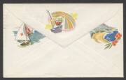 Commonwealth Postal History - 1965&nbsp;&euro;&tilde;Greetings from&nbsp;Surfers Paradise&euro;&trade;&nbsp;illustrated tourist cover&nbsp;showing sunbathing woman sent airmail to England with flap unsealed and single franking Zoologicals 1/2d Tasmanian Tiger tied &euro;&tilde; machine cancel paying&nbsp;the red - 2