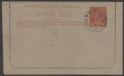 Letter Cards - LETTER CARDS: 1924-25 1½d Perf 12½ Scarlet ""SPRING ST. MELB" (cracked plate) [BW:LC55(126)] CTO at GPO MELBOURNE 14 May 1924 for UPU distribution. Cat $200; minor perf split. - 2