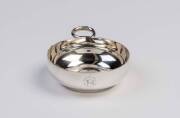 A French silver tastevin with plain bowl and twisted snake handle, maker's mark "SF" - 2