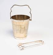 A silver plated bowl with liner engraved 'Paramount Pictures Corporation', mid 20th century;&nbsp;by Reed and Barton;&nbsp;together with a silver plated ice bucket and tongs; thebowl 23cm diameter.&nbsp;