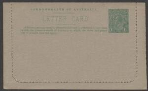 Letter Cards - LETTER CARDS: 1923-24 1&frac12;d Perf 12&frac12; Emerald "MURRUMBIDGEE IRRIGATION SCHEME/..." [BW:LC51(88), Unused.