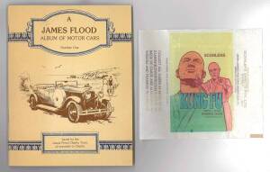 c1890-1990s trade cards, noted Acme Soap, White Russian Soap; Ampol, sunicrust, Goldentop Bread, Egg Board, B.Abicare (Albury) weight cards (8); Scanlens "Kung Fu" wrapper; James Flood album of Motor Cars; Drake, Thorp's, Plaistowe's, McNivens, Ovaltine, 