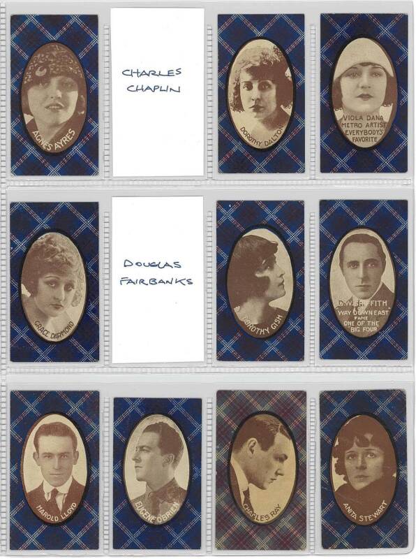 1922 McIntyre Bros. "Film Artists Series No.2", almost complete set [11/14]. Mainly G/VG.