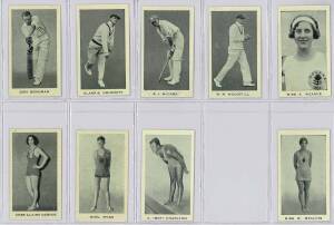 1932 Godfrey Phillips "Australian Sporting Celebrities", almost complete set [49/50], noted Don Bradman, Phar Lap & Walter Lindrum. Mainly G/VG.