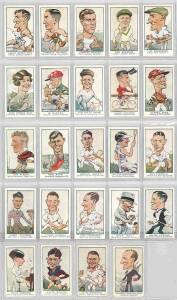 1933 Carreras (Turf Cigarettes) "Personality Series" (73-96), complete set [24], noted Don Bradman, Walter Lindrum, Haydn Bunton & Jimmy Pike. Mainly G/VG.