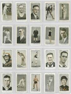 1933 Godfrey Phillips "Who's Who in Australian Sport", the complete set of double-sided cards [100], includes cricket with Don Bradman, football, rugby, tennis, Olympics, boxing, billiards - Walter Lindrum, Phar Lap. G/VG. A very scarce set complete with 