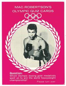 c1964 MacRobertson's Olympic Quiz Card featuring Cassius Clay. G/VG.